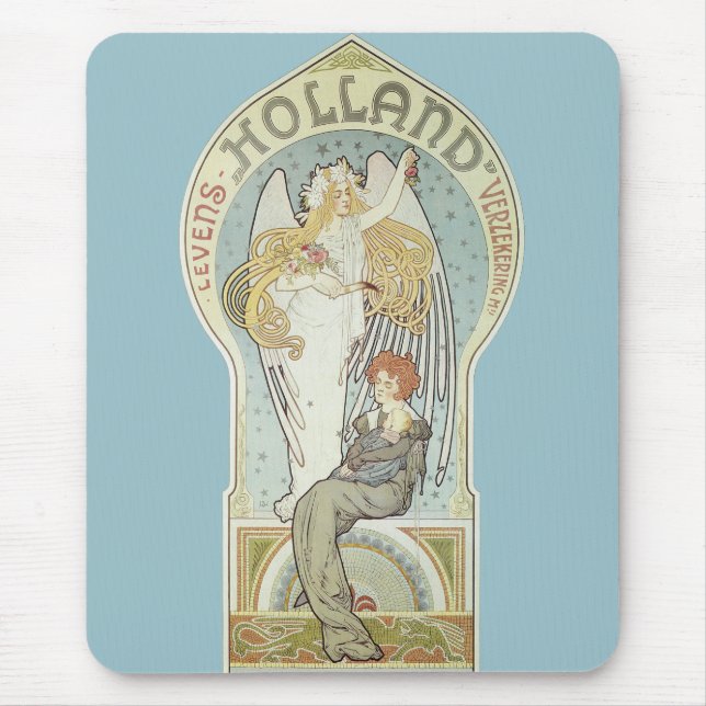 Vintage Art Nouveau, Holland Levensverzekering Mouse Pad (Front)