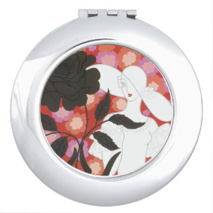Vintage Art Nouveau in Red Compact Vanity Mirror