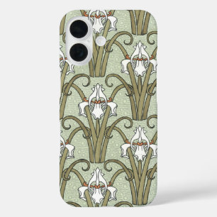 Vintage Art Nouveau Iris Flowers in a Garden iPhone 16 Case
