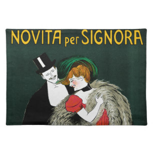 Vintage Art Nouveau, Italian Fashion Love Romance Cloth Placemat