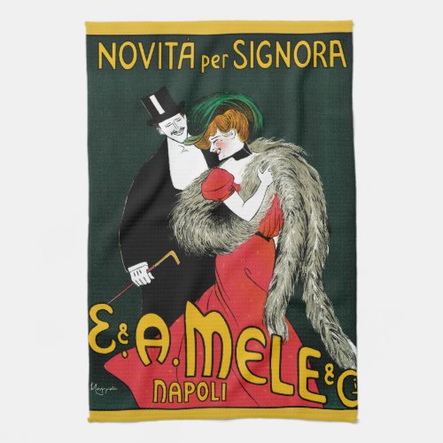 Vintage Art Nouveau Italian Fashion Love Romance Kitchen Towel