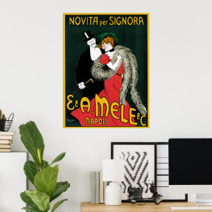Vintage Art Nouveau, Italian Fashion Love Romance Poster