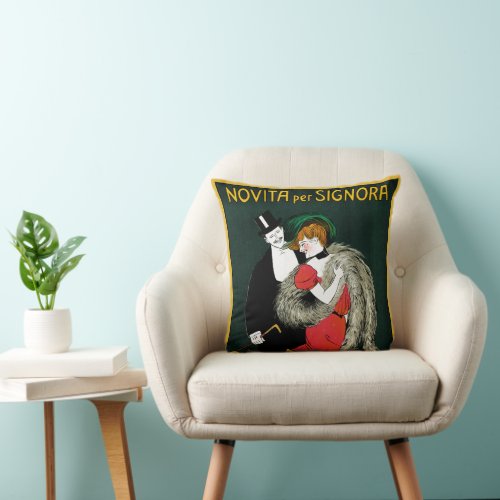 Vintage Art Nouveau Italian Fashion Love Romance Throw Pillow