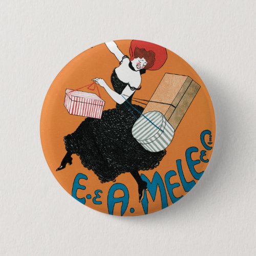 Vintage Art Nouveau Italian Women Fashion Pinback Button