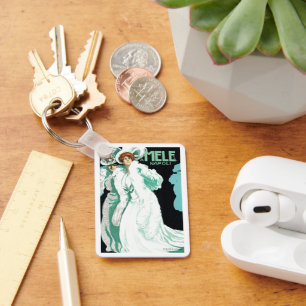 Vintage Art Nouveau, Italy Fashion and Fancy Women Keychain