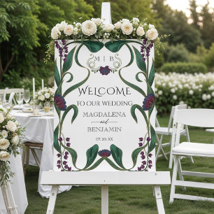 Vintage Art Nouveau Jewel Tone Floral Welcome Foam Board