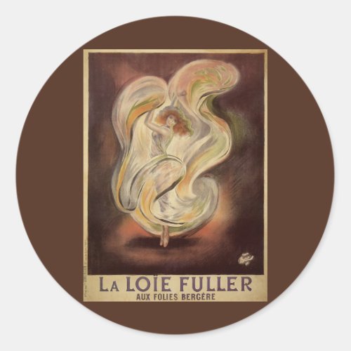 Vintage Art Nouveau La Loie Fuller Modern Dancer Classic Round Sticker