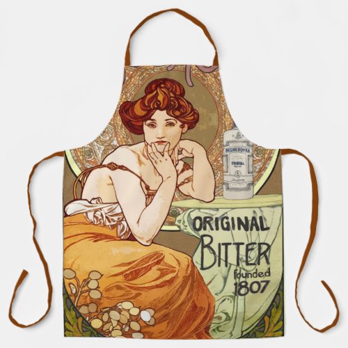 Vintage Art Nouveau Lady Bitters Alfonse Mucha Apron