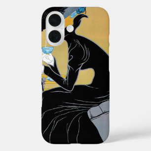 Vintage Art Nouveau, Lady Drinking Marco Polo Tea iPhone 16 Case