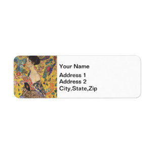 Vintage Art Nouveau Lady with Fan Painting Label