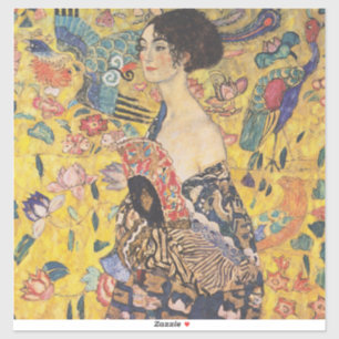 Vintage Art Nouveau Lady with Fan Painting Sticker