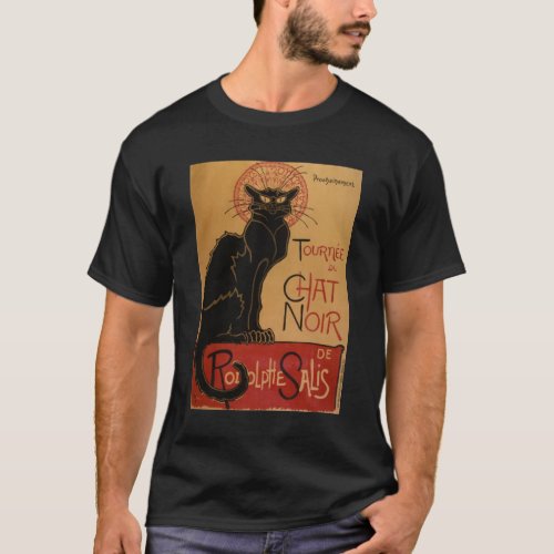 Vintage Art Nouveau Le Chat Noir Black Cat T_Shirt