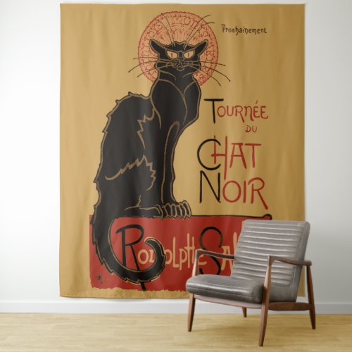 Vintage Art Nouveau Le Chat Noir Black Cat Tapestry