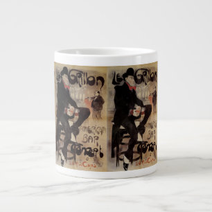 Vintage Art Nouveau Le Grillon, Man Drinking Beer Giant Coffee Mug