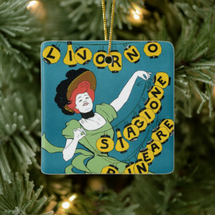 Vintage Art Nouveau, Livorno Senorita Dancing Ceramic Ornament