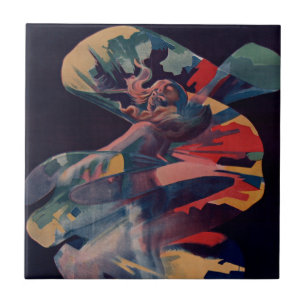 Vintage Art Nouveau, Loie Fuller at Folies Bergere Ceramic Tile