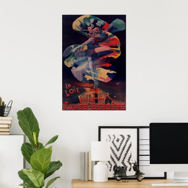 Vintage Art Nouveau, Loie Fuller at Folies Bergere Poster (Home Office)