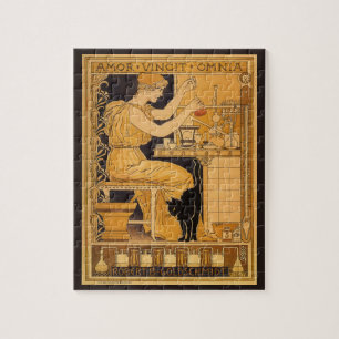 Vintage Art Nouveau, Love Conquers All Scientist Jigsaw Puzzle