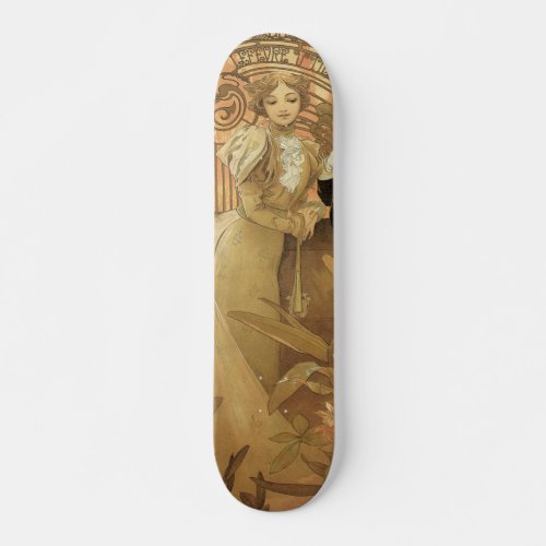 Vintage Art Nouveau Love Romance Flirt by Mucha Skateboard Deck