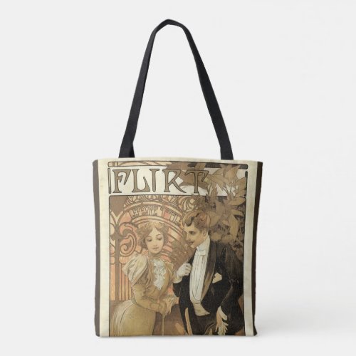 Vintage Art Nouveau Love Romance Flirt by Mucha Tote Bag
