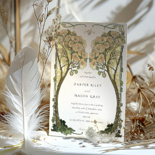 Vintage Art Nouveau Love Tree Wedding Invitation