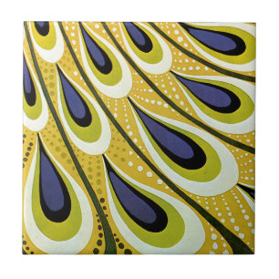 Vintage Art Nouveau, Macmillan's Peacock Feather Ceramic Tile