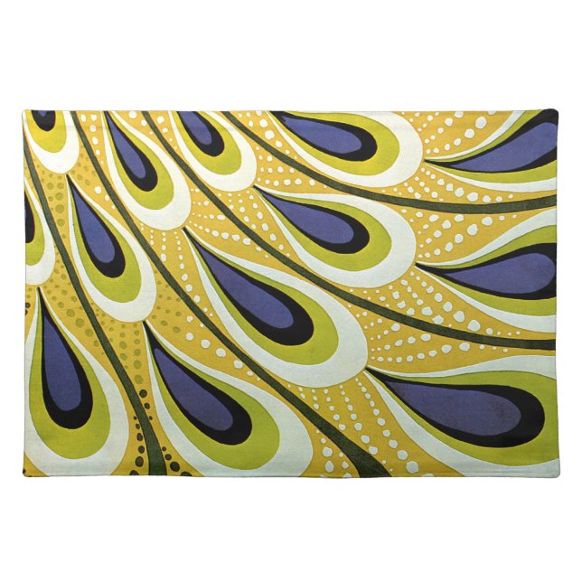 Vintage Art Nouveau, Macmillan's Peacock Feather Cloth Placemat (Front)