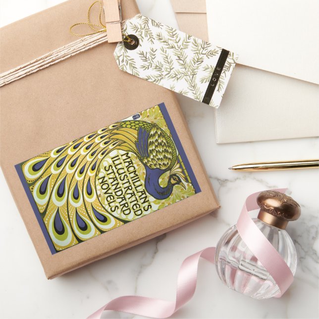 Vintage Art Nouveau, Macmillan's Peacock Feather Rectangular Sticker (Gifting)