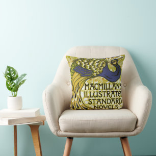 Vintage Art Nouveau, Macmillan's Peacock Feather Throw Pillow