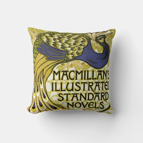 Vintage Art Nouveau Macmillans Peacock Feather Throw Pillow