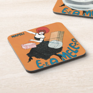 Vintage Art Nouveau Magazzini Italiani by Capiello Beverage Coaster