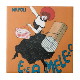 Vintage Art Nouveau Magazzini Italiani by Capiello Ceramic Tile