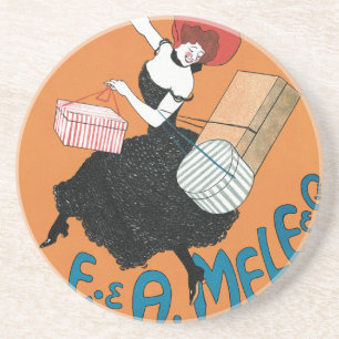 Vintage Art Nouveau Magazzini Italiani by Capiello Drink Coaster