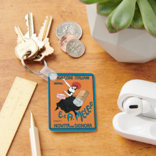 Vintage Art Nouveau Magazzini Italiani by Capiello Keychain