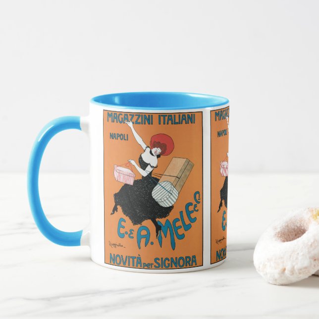 Vintage Art Nouveau Magazzini Italiani by Capiello Mug (With Donut)