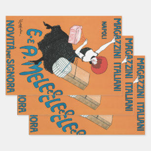 Vintage Art Nouveau Magazzini Italiani by Capiello Wrapping Paper Sheets