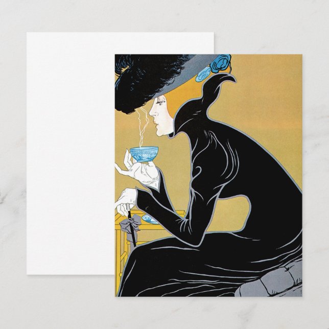 Vintage Art Nouveau, Marco Polo Tea Invitation (Front/Back)