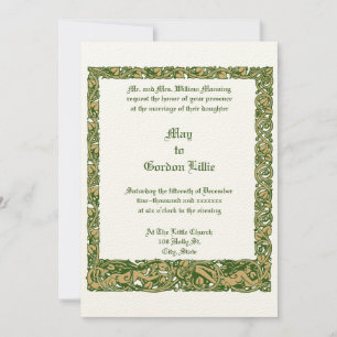 Vintage Art Nouveau Mermaid Border Wedding Invitation