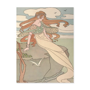 Vintage Art Nouveau Mermaid Postcard