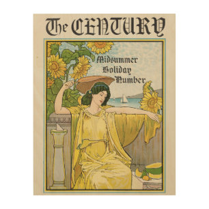 Vintage Art Nouveau Midsummer Woman Sunflowers