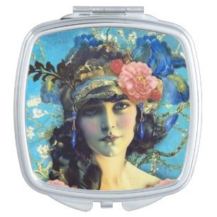 Vintage Art Nouveau Mirror Girl