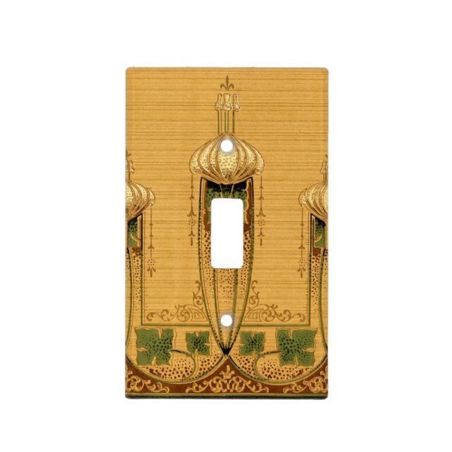Vintage Art Nouveau Mission Style Acanthus Frieze Light Switch Cover (Front)