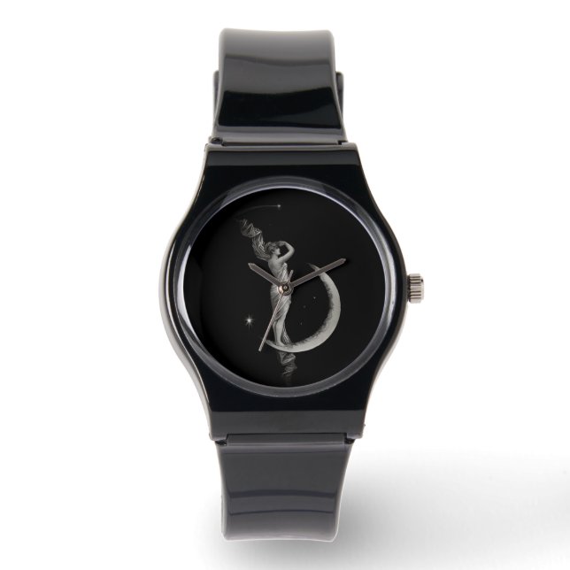 Vintage Art Nouveau Moon Girl Watch (Front)