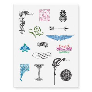 Vintage Art Nouveau motifs Temporary Tattoos