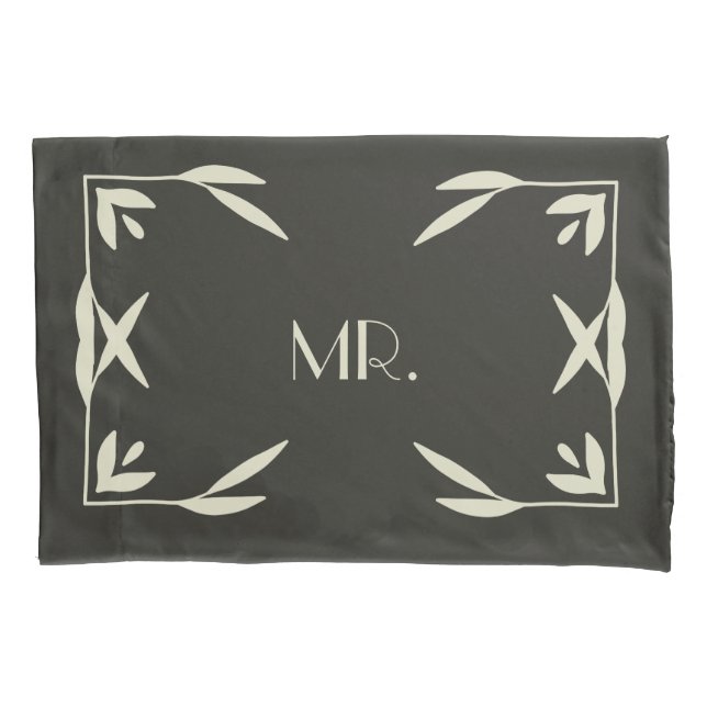 Vintage Art Nouveau Mr & Mrs Green Pillow Case (Front)