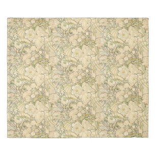 Vintage Art Nouveau Mucha Floral Peonies Pattern Duvet Cover