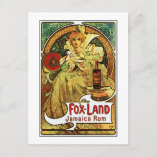 Vintage art nouveau Mucha Jamaica Rum ad Postcard