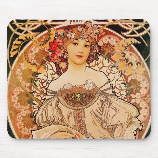 Vintage Art Nouveau Mucha Mouse Pad (Front)