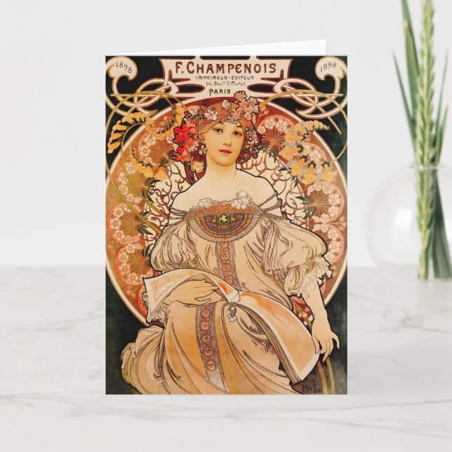 Vintage Art Nouveau Mucha Print Card (Front)