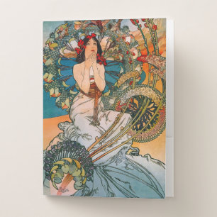 Vintage Art Nouveau Mucha Woman Floral Poster Pocket Folder